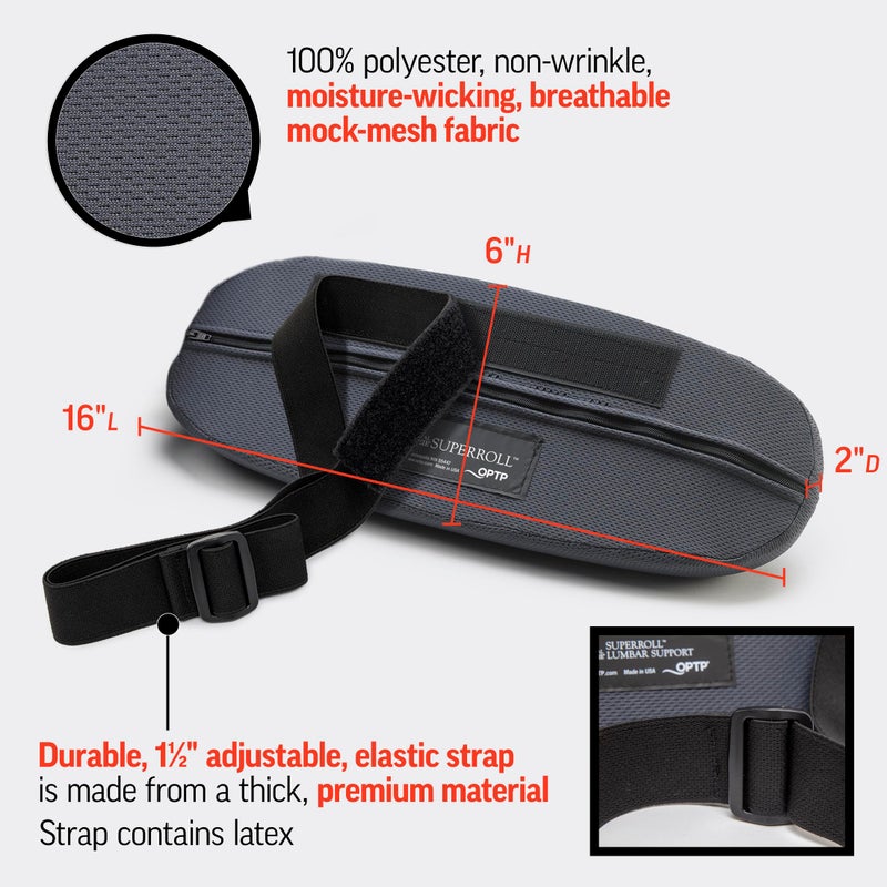 OPTP The Original McKenzie SuperRoll - USA-Made Low Back Lumbar Pillow for Office Chair Lumbar Support, Car Back Support Seat Cushions and Travel. The Preferred Lumbar Cushion by Physical Therapists. - Image 3